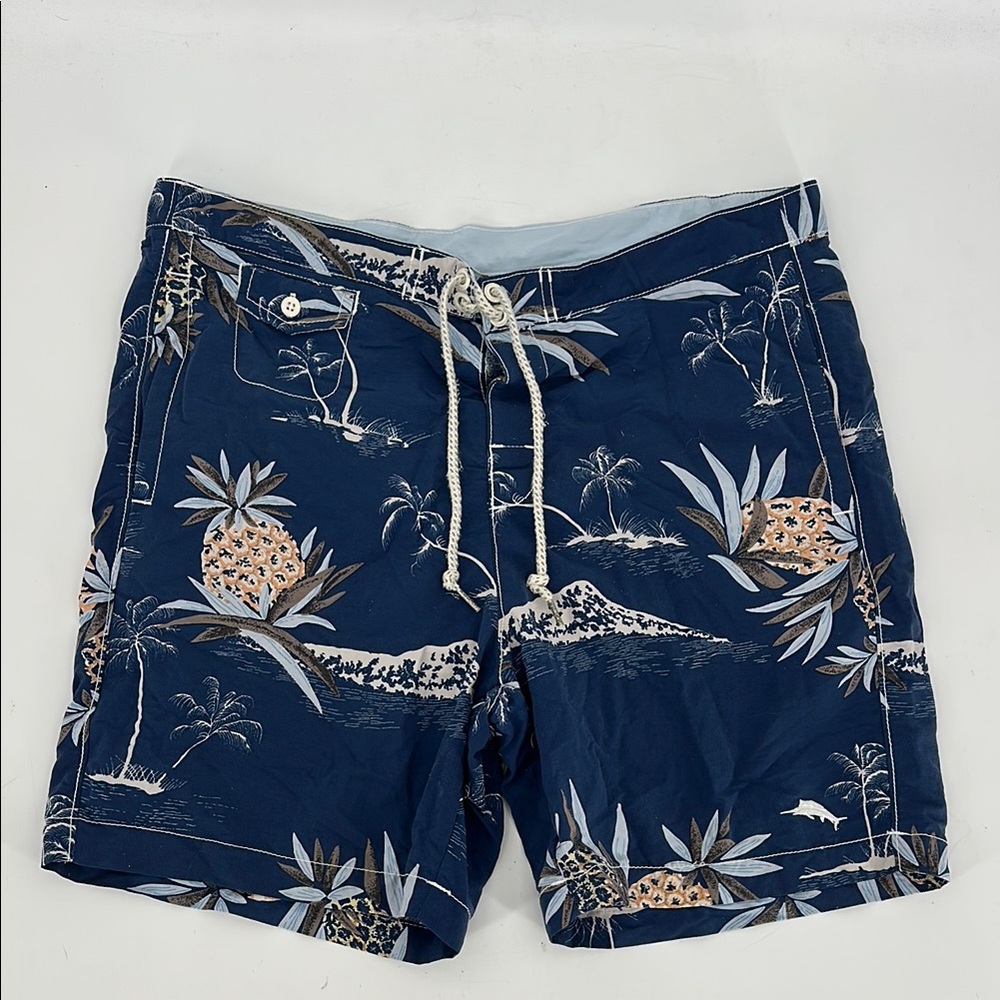 Tommy Bahama Men’s medium Navy Blue Tropical Print Swim trunks Shorts
